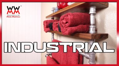 WALNUT & STEEL Bathroom Towel Rack. Industrial Style