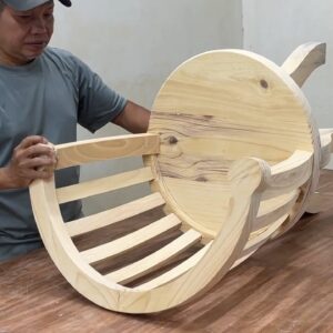 Unique Creative Curved Wooden Chair Making Project Step By Step - Skillful Woodworking