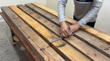 Amazing Old Wood Recycling Project For Work Woodworking Cheap - Top Table Build Idea From Scrap Wood