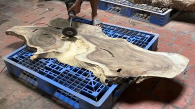Amazing Recycling Ideas From Epoxy Glue And Broken Wood Create A Great Art Table - DIY Woodworking