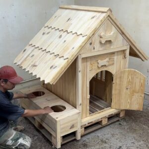 How To Build A Big Wooden House For Your Pet Dog. Very Happy Dogs - Woodworking Skills